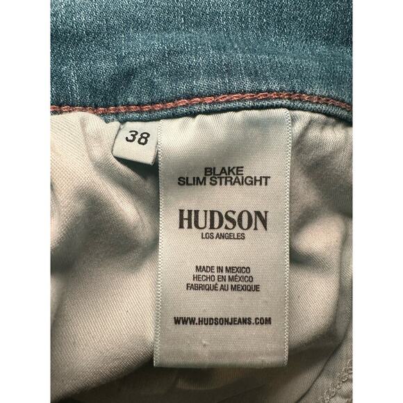Hudson Men's Size: 38x33 Blake Slim Straight Leg Jeans Stretchy Medium Wash‎ - Picture 4 of 8